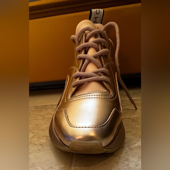 STELLA MCCARTNEY Metallic Rose Gold Faux Leather Eclypse Sneakers - Size IT 39 - Picture 6 of 11